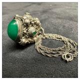 Victorian Etruscan Style Green Onyx Fob Charm Acce