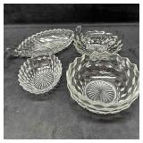 Fostoria American Crystal Glass Cubist Pattern Bow