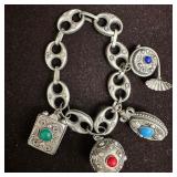 Etruscan Revival Style Faux Stone Fob Charms Silve