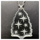 Gorham Cut Crystal Tree Etched Starburst Pendant o