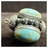 Silver Charm Silverwork Art Deco Design Pale Blue