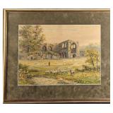 Vintage Framed Ruins of Furness Abbey Print