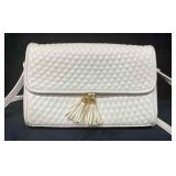 Womens White Faux Leather Purse With Gold Accent