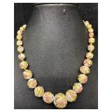 Murano Venetian Lamp Work Art Glass White Floral P