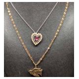 Vinage Avon Triple Heart And Peace Dove Necklaces