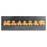 Vintage Hand Carved Wood Alphabet Train