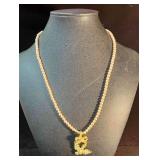 Vintage Barbara Mandrell Faux Pearl Gold Tone Bird