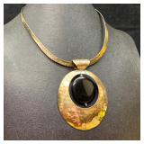 Sterling Onyx Concentric Pendant Necklace