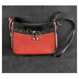 Brighton Leather Handbag Red and Black Pebble Leat