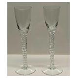 Two Vintage Twist Cordial Glasses