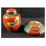 Decorative Lidded Jars with Gold Accents