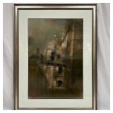 Framed Architectural Abstract Mixed Media Artwork