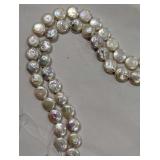 Two Natural Freshwater White Coin Pearls Bead Stra