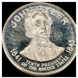 John Tyler Sterling Silver Presidential Coin