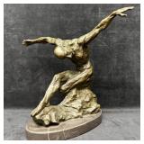 Signed Bronze Sculpture by Milo Abstract Nude Male