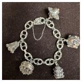 800 Silver Etruscan Revival Charm Locket Coral Inl