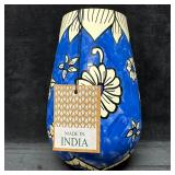 Hand-Painted Blue Floral White Flower Ceramic Vase
