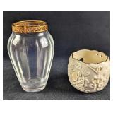 Lenox Holly Votive Candle Holder & Lenox Clear Vas