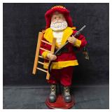 Firefighter Santa Claus Figure with Ladder and Hos