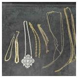 Costume Necklace Lot Simulated Pearls Gold and Sil