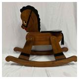 Handcrafted Wooden Rocking Horse with Painted Cart