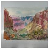 Grand Canyon Style Landscape Watercolor Painting o