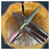 Pink Fixed Blade Knife Needle Point Dagger Style M