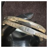 Sterling Silver Bangle Bracelets Set Etched Design