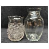 Crystal Glass Vase Set of Vases Lot of Two 2