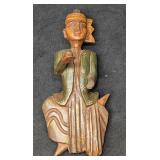 Vintage Wood Thai Or Burmese Cymbal Player Wall Ar