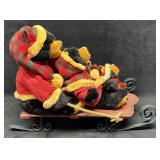 Stuffed Animal Bear Family On Wood Sled Dan Dee Co