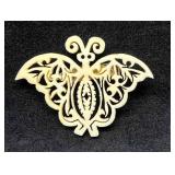 Hand Carved Bone Butterfly Brooch
