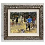 Original Oil On Canvas "Olive Harvest" By French A