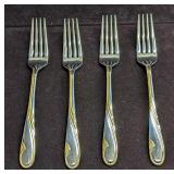 4 Retired Gorham Golden Swirl Oval Dinner Forks B