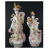 Pair of Japanese Geisha Girls Porcelain Sculptures