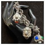 Stone Setting Filigree Five Charm 800 Silver Brace