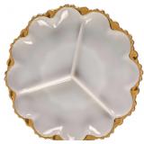 Vintage Milk Glass Serving Dish With God Trim