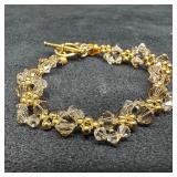 Glass Beaded and Gold Plated Sterling Silver Brace