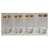 4 Gold Rimmed Drinking Glasses With Renaissance Pa
