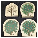 4 Cat's Meow Wood Apple Trees & Tree Shelf Sitter