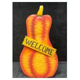 Halloween Decor Tin Sign Welcome Pumpkin