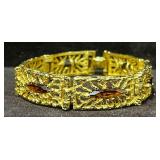 Vintage Signed S.H.P Inc Gold Tone Tennis Bracelet