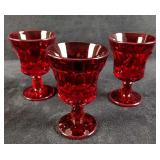 Three Fostoria Jamestown Ruby Juice Glasses