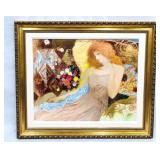 Large FramedMixed Media Painting "Song Of flowers