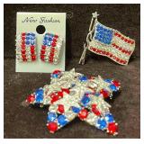 New Fashion Red White And  Blue American Flag Earr