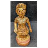 Vintage Thai Or Burmese Carved Gilt Wood Lady Stat