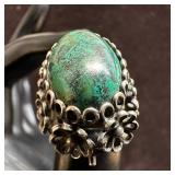 Chrysocolla Oval Gemstone Sterling 925 Silver Flor