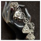 Etruscan Revival Style 800 Silver Charm Bracelet S