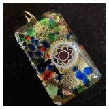 Murano Glass Millefiori Floral Multi Colored Gold