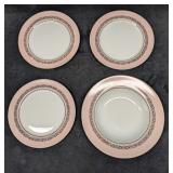 Narumi Pink Scroll Salad Plates And Bowl